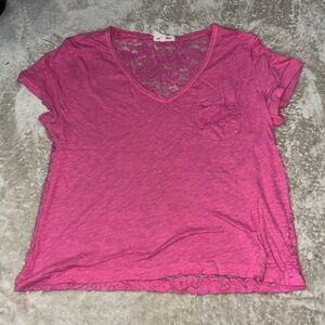 Aeropostale Pink Lace Short Sleeve Top